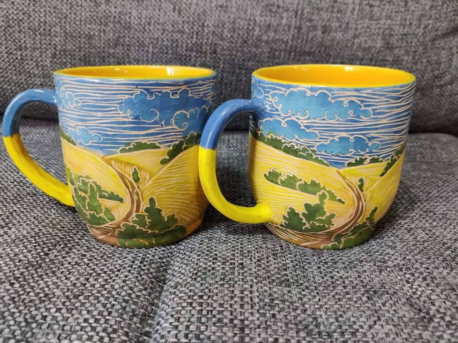 Pottery Mugs 14oz 16 Oz Ukrainian Landscape Ukraine Artist Etsy