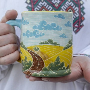 Pottery Mugs 14oz 16 oz 22 oz Ukrainian Landscape, Ukraine, artist image 3