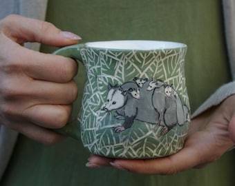 Handcrafted Ceramic Possum Mug: Artisan Pottery Coffee Cup (12oz)