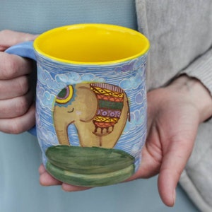 Pottery Mug Elephant 14oz