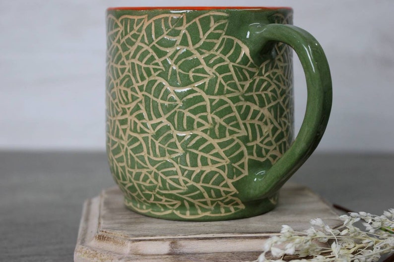 Ceramic mug 14 oz handcrafted tea mug, coffee cup with sleeping rabbit illustration, eco-friendly gift, pottery mug image 6