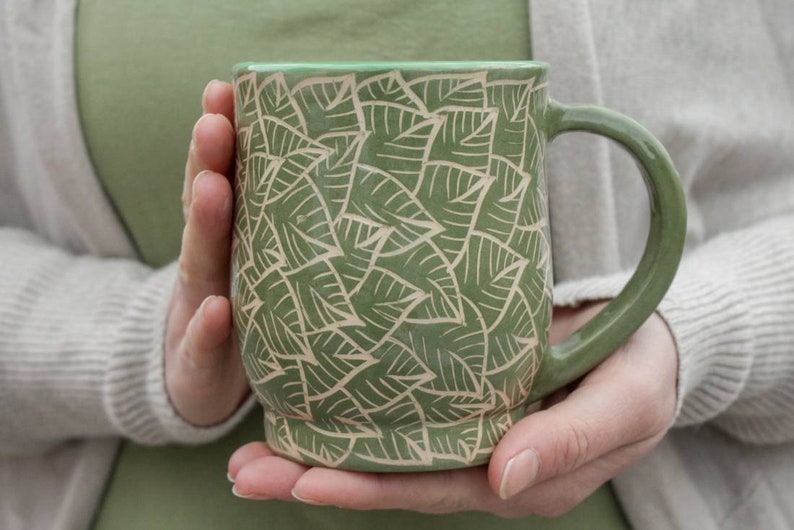 Ceramic mug 14 oz handcrafted tea mug, coffee cup with sleeping rabbit illustration, eco-friendly gift, pottery mug image 10