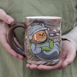 Ceramic mug Ginger Cat Astronaut 14oz
