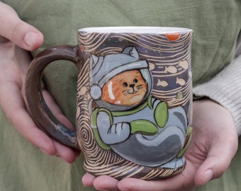 Ceramic mug Ginger Cat Astronaut 14oz