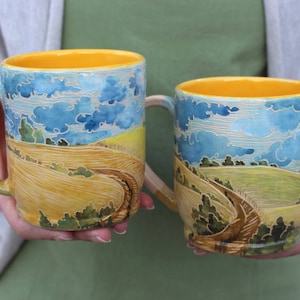 Pottery Mugs 14oz 16 oz 22 oz Ukrainian Landscape, Ukraine, artist image 7