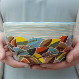 Bol en poterie bleu automne 30 oz
