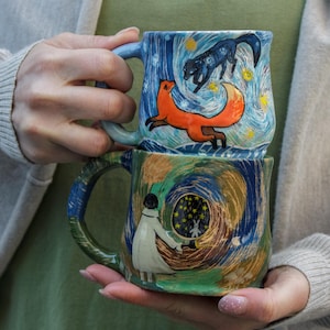 Pottery Set of  two Fairy Mugs 13oz