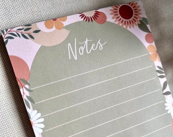 50-Page Tear-Off Notepad with Botanical, Floral, and Abstract Theme for Lists, Notes, Shopping, and To-Do List