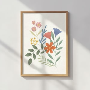 Poster artistico minimalista del mercato dei fiori / Illustrazione artistica botanica e floreale / Poster della galleria dei fiori / Decorazione murale senza cornice / A3/A4/A5