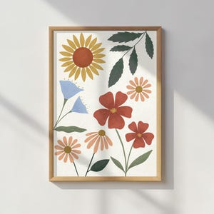 Mercato dei fiori autunnali astratti / Illustrazione di arte botanica e floreale / Poster della galleria dei fiori / Decorazione murale senza cornice / A3/A4/A5