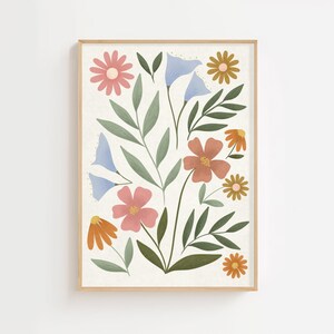 Arte murale floreale primaverile / Illustrazione di arte botanica e floreale / Poster della galleria floreale / Decorazione murale senza cornice / A3/A4/A5