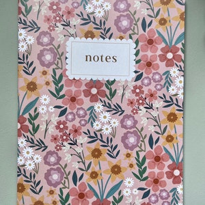 Spring Wildflower 60-Page A5 Notebook Printed on 100% Recycled Paper with Rounded Corners Pink, White, and Beige Eco-Friendly Stationery image 8