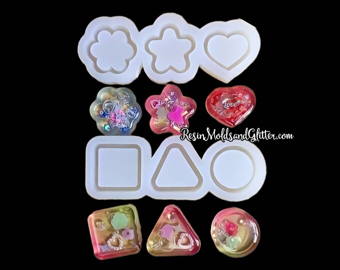 3 Cavity Shaker Mold, Small Shapes Shaker Silicone Mold, Resin Shaker Mold, Keychain Shaker