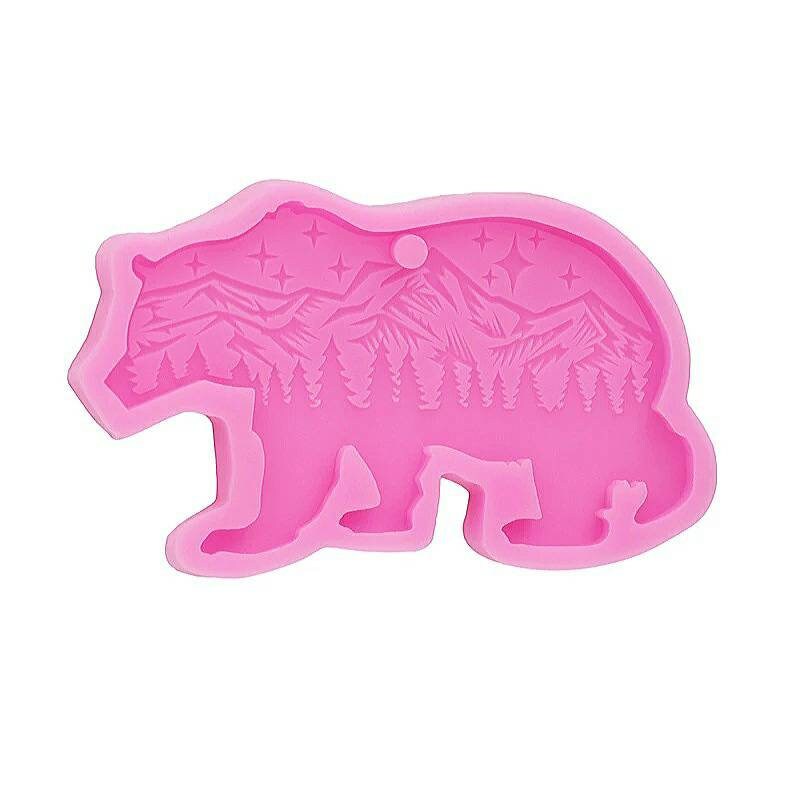 Forest bear silicone mold, mountain bear silicone mold for resin keyc…