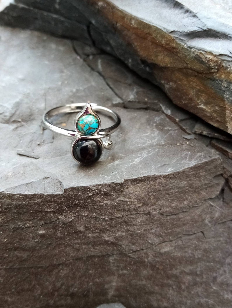 An Adjustable 925 Sterling Silver Mohave Copper Turquoise and Whitby