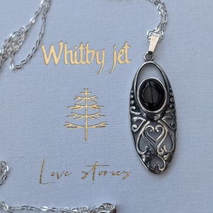 A 925 Sterling silver drop pendant with Whitby Jet