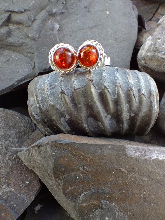 Orecchini Honey Sphere in ambra e argento | Amber Med