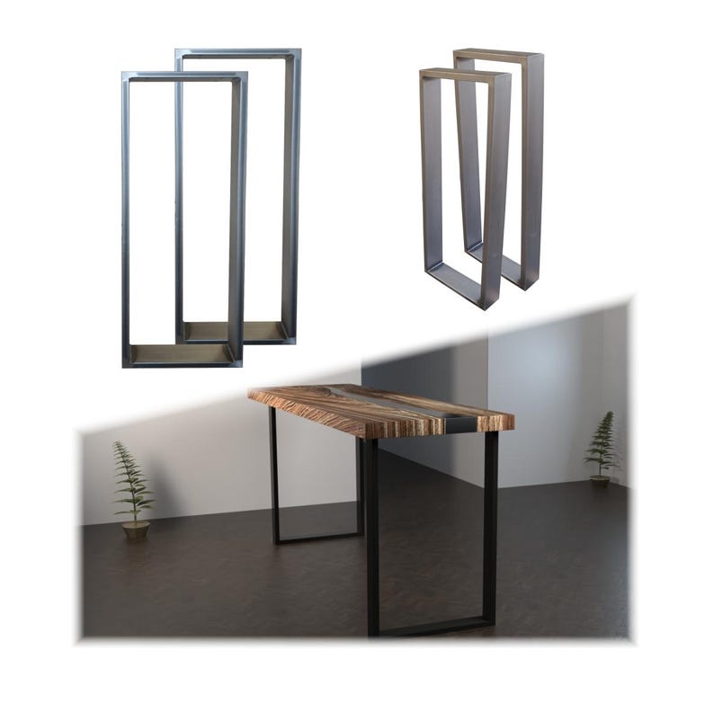 Robuste rechteckige Tischkufen aus Stahl – perfekt für Hochtisch, Stehtisch, Esstisch & DIY-Möbel im modernen Industrial Design, robust | R4 immagine 3