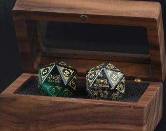 Personalised Wedding Dice - Custom Dnd Gifts, Wedding Gift, Marriage dice, Custom D20, Dungeons and Dragons, wooden box for dice