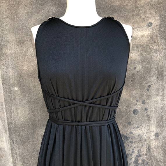 70s Black Grecian Wrap Dress
