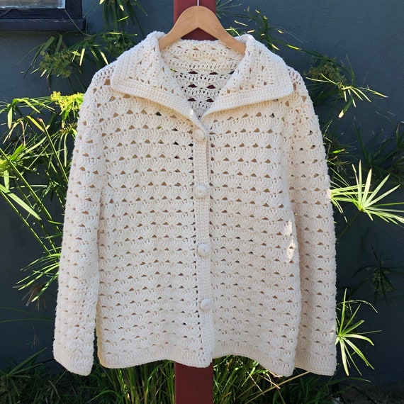 70s Handmade Crochet Cardigan