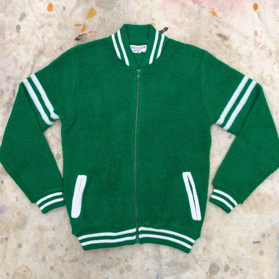 70s Kelly Green Knit Varsity Sweater