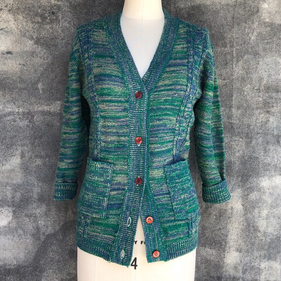 1970s Heathered Cable Knit Cardigan