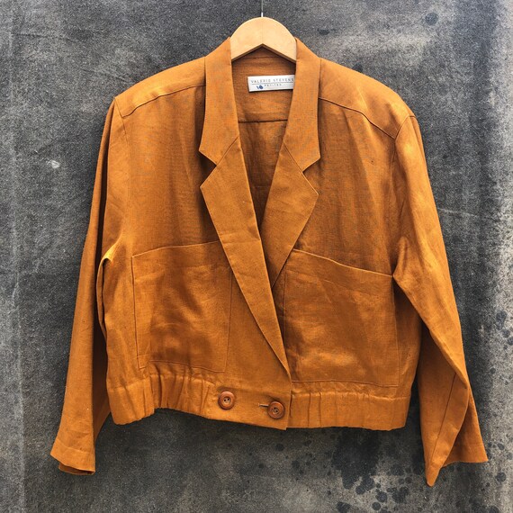 90s Gold Linen Skirt Suit