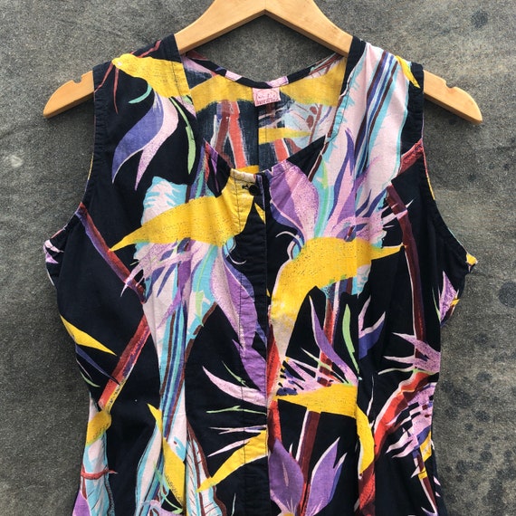 90s Tropical Print Jumpsuit