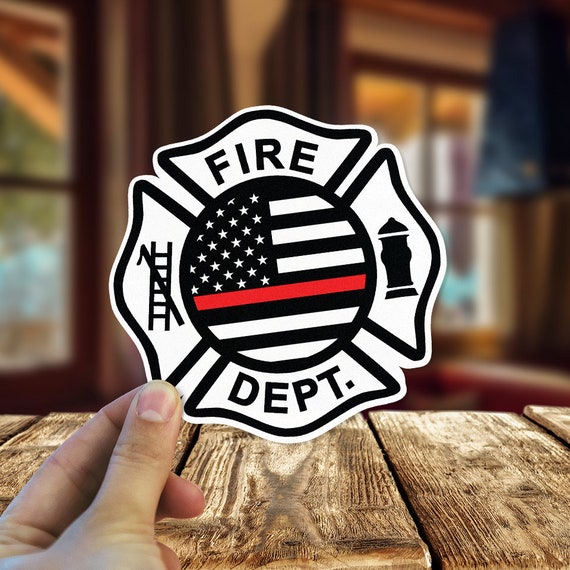 Thin Red Line Maltese Cross Firefighter Decal / Sticker | Etsy
