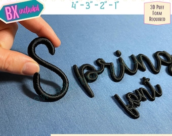 Free-Standing Script 3D Puff, Machine Embroidery Font - With BX - (PDF Tutorial Included)