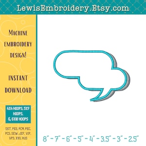 Speech Bubble Embroidery Design - Comment Bubble - Talk Bubble Design - Funny Thought Bubble - Cartoon Speech Bubble - Machine Embroidery