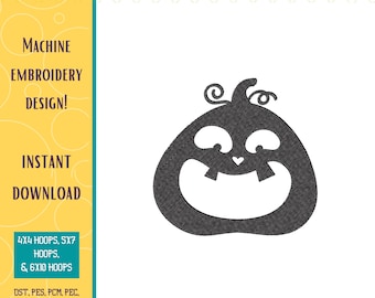 Happy Jack O' Lantern Pumpkin, Machine Embroidery Design - (Instant Download)