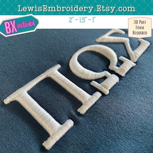 3D Puff Stickerei Schrift - Griechische Schrift - Puff Foam Stickerei - Griechische Schrift - Puff Foam Stickerei - Griechische Schrift - Bx Schrift - Griechisches Alphabet - Cap