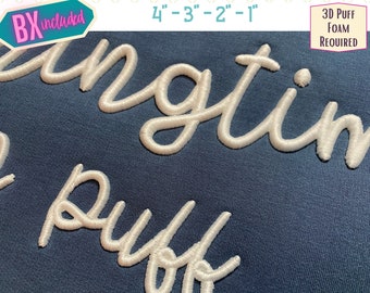 3D Puff Schrift - Puff Schaum Schrift - Puff Schaum Stickerei - Schreibschrift Stickschrift - Schreibschrift Puff Schrift - Bxo Schrift - Maschinenstickerei