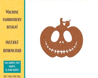 Jack O' Lantern Pumpkin, Machine Embroidery Design – (Instant Download)