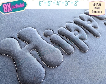 Embossed 3D Puff, Groovy, Machine Embroidery Font - With BX - (PDF Tutorial Included)