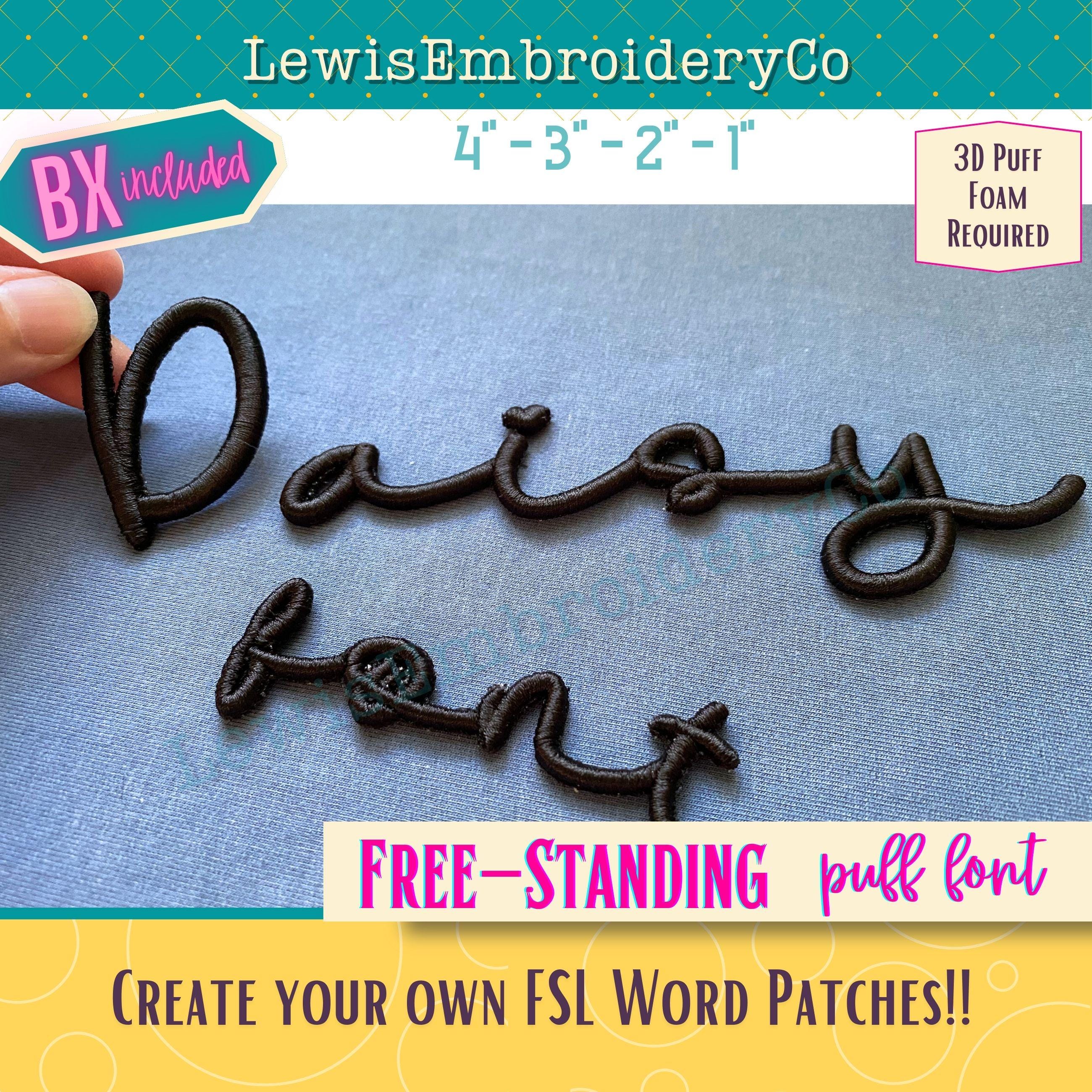 Free Standing 3D Puff Embroidery Font - FSL Alphabet - Stand Alone Puff ...