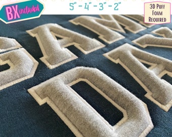 3D Puff Applique Font - Varsity Applique Font - 3D Puff Varsity Font - Embossed Embroidery Font - Puff Foam Embroidery Font -  Block Font