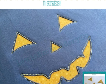 Reverse Applique, Happy Pumpkin Face, Machine Embroidery Design - (PDF Tutorial Included)