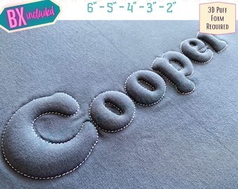 Embossed 3D Puff, Cooper, Machine Embroidery Font - With BX - (PDF Tutorial Included)