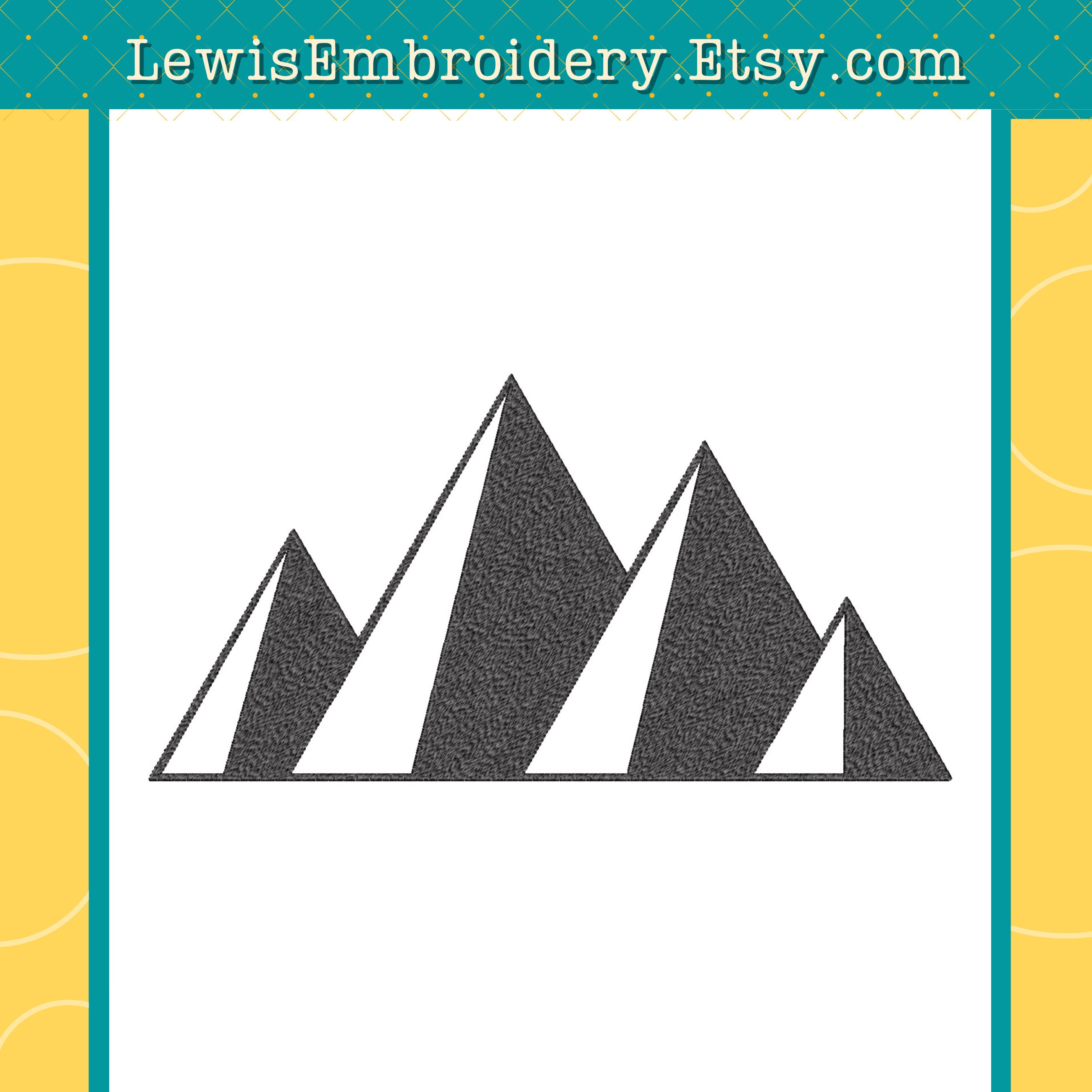 Pyramids Embroidery Mountain Range Embroidery Design - Pyramid Embroidery Design ...