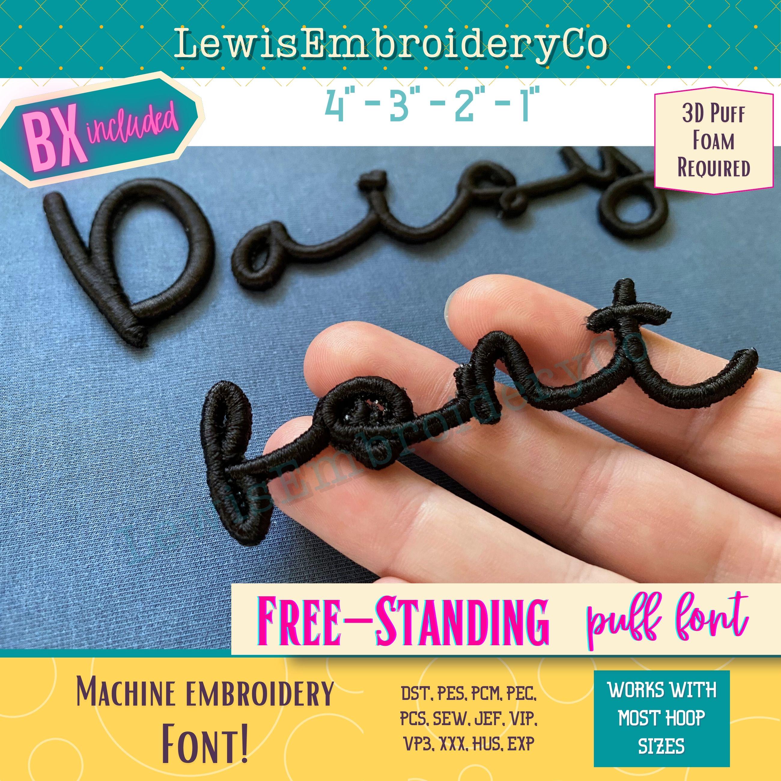 Free Standing 3D Puff Embroidery Font - FSL Alphabet - Stand Alone Puff ...