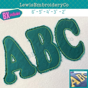 Raggy Applique Embroidery Font - Narrow Cooper Applique Font - Raw Edge Applique Alphabet - Bean Applique Embroidery Font