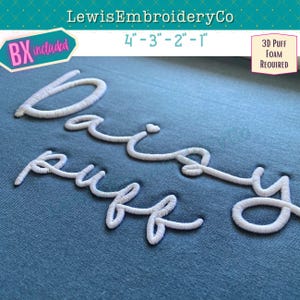 3D Puff Embroidery Font - Puffy Foam Font - Puff Foam Embroidery - Script Embroidery Font - Cursive Puff Font - Neckline Embroidery -BX Font