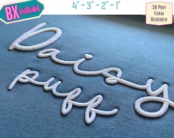 3D Puff Script, Machine Embroidery Font - With BX - (PDF Tutorial Included)