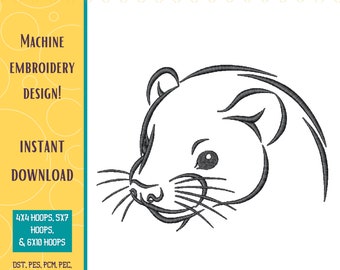 Ferret Face Machine Embroidery Design - (Digital Download)