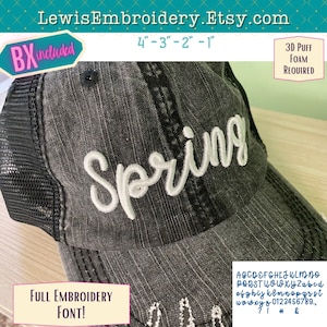 3D Puff Embroidery Font - Puffy Foam Font - Puff Foam Embroidery - Script Embroidery Font - Cursive Puff Font - BX Font - Machine Embroidery