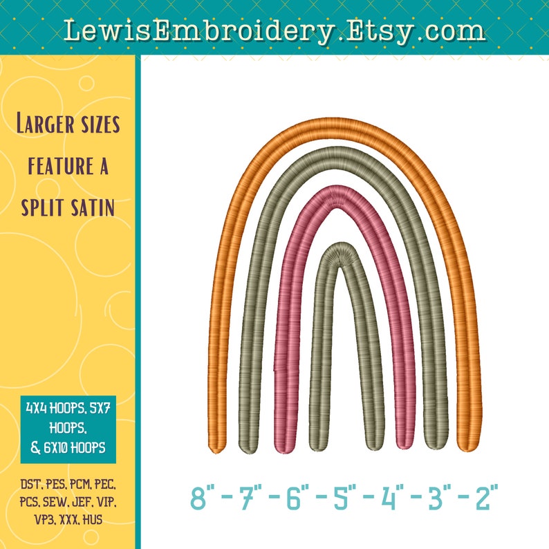 Boho Rainbow Machine Embroidery Design – (digital Download) - Etsy