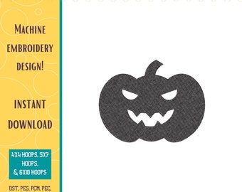 Jack O' Lantern Pumpkin, Machine Embroidery Design - (Instant Download)